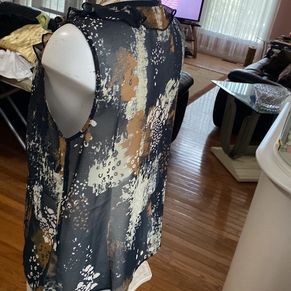 Cabi  Gray & Brown Burst Incandescent Sleeveless Top - Sz M EUC - Picture 9 of 13